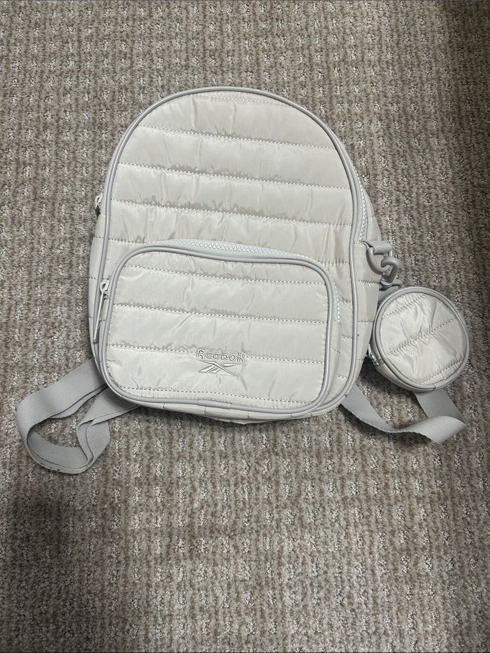 Reebok Quilted Mini Backpack in Off-White